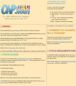 Newsletter Cap Juniors septembre-octobre 2014