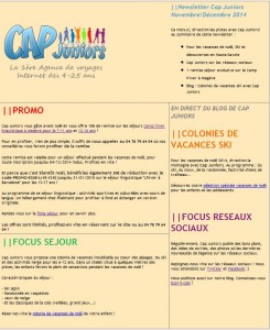 Newsletter Novembre Décembre 2014 Cap Juniors